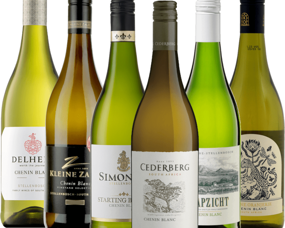 Flaskor med chenin blanc som visar vinets färg och struktur